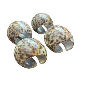 Cowrie Shell Napkin Rings Set Of 4 Brown & Beige Rounded Design Natural Finish